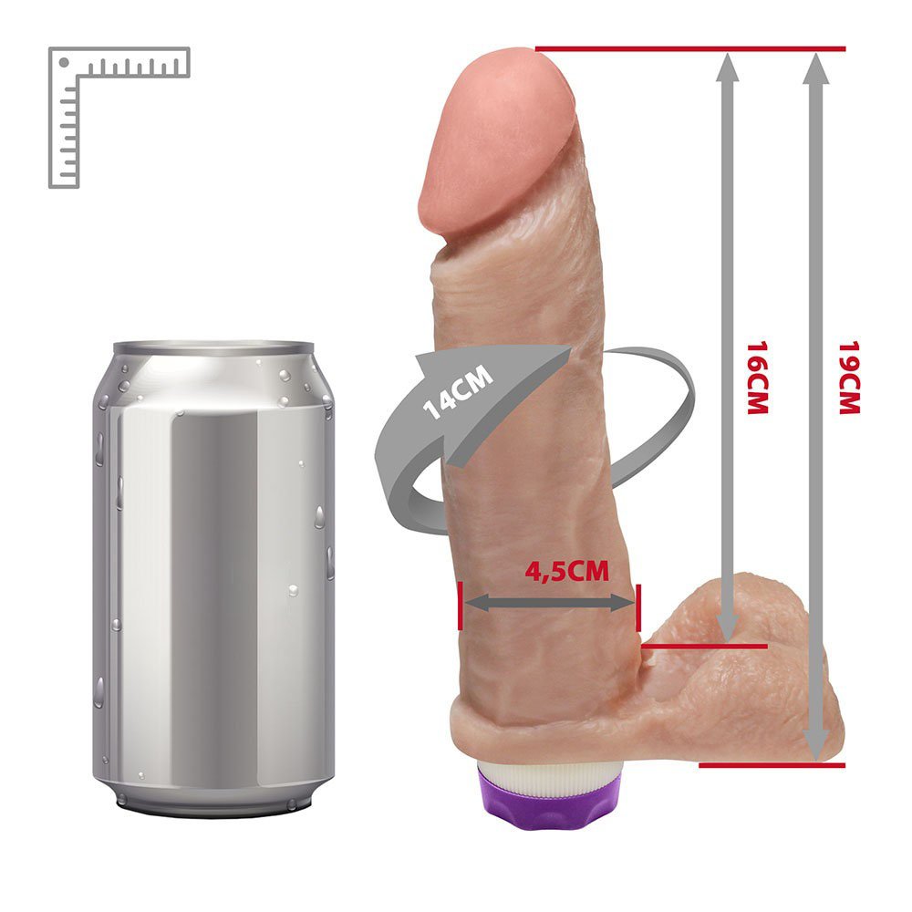 Pênis com Escroto e Vibrador 10 Velocidades Recarregável Dionísio 19 x 4,5cm Bege | Foto 06