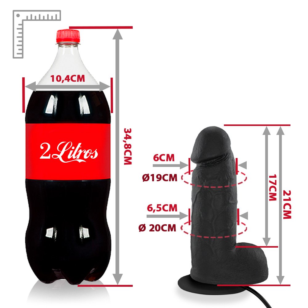Pênis Realístico em PVC Flexível com Escroto, Ventosa e Vibrador Bonitão 21 x 6,5cm Preto | Foto 06