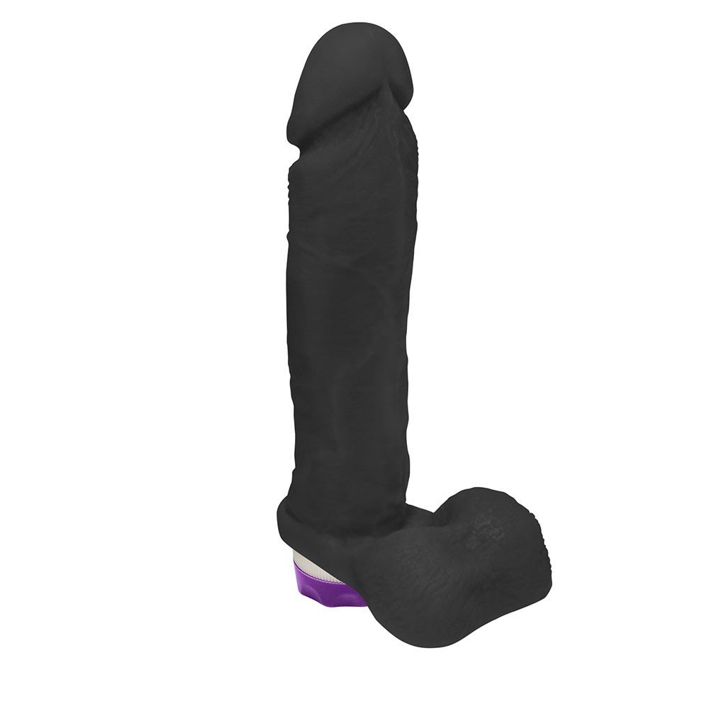 Pênis com Escroto e Vibrador 10 Velocidades Recarregável Dionísio 19 x 4,5cm Preto | Foto 02