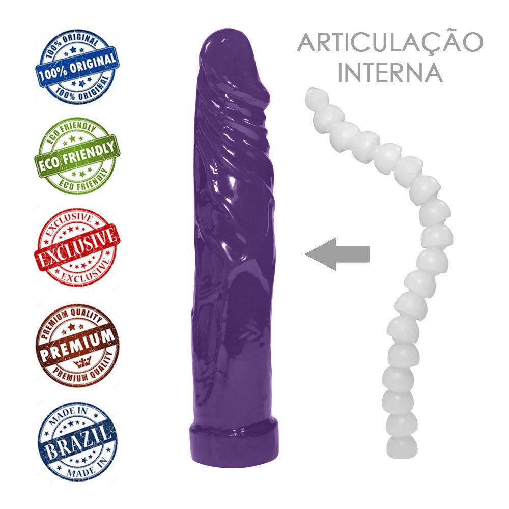 P�nis Real�stico Feito em PVC Flex�vel Tall 17,5 x 3,25cm Roxo | Foto 05