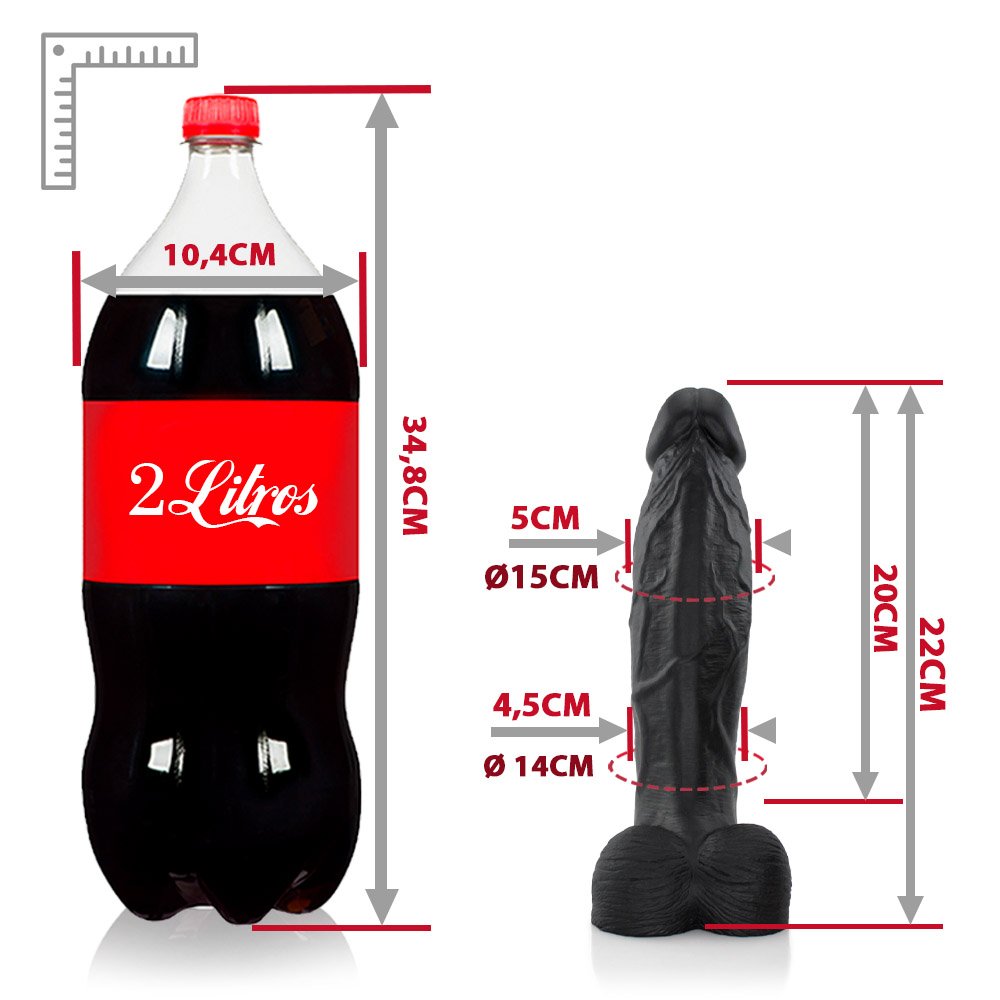 P�nis Real�stico em PVC Flex�vel com Escroto Querid�o 22 x 5cm Preto | Foto 06