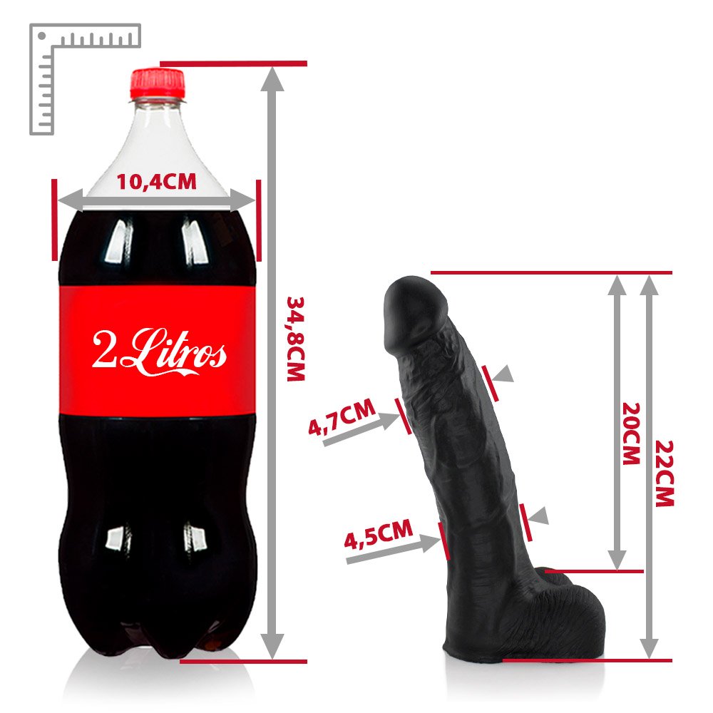 P�nis Real�stico em PVC Flex�vel com Escroto Querid�o 22 x 5cm Preto | Foto 07