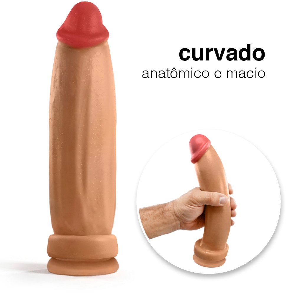 Pênis Grande e Grosso Bananinha com Ventosa - Dildo em PVC Flexível 24 x 6cm Bege | Foto 03