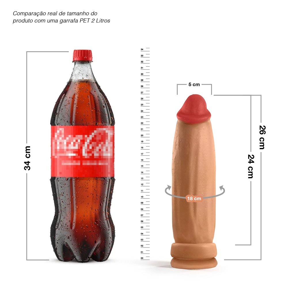 Pênis Grande e Grosso Bananinha com Ventosa - Dildo em PVC Flexível 24 x 6cm Bege | Foto 06