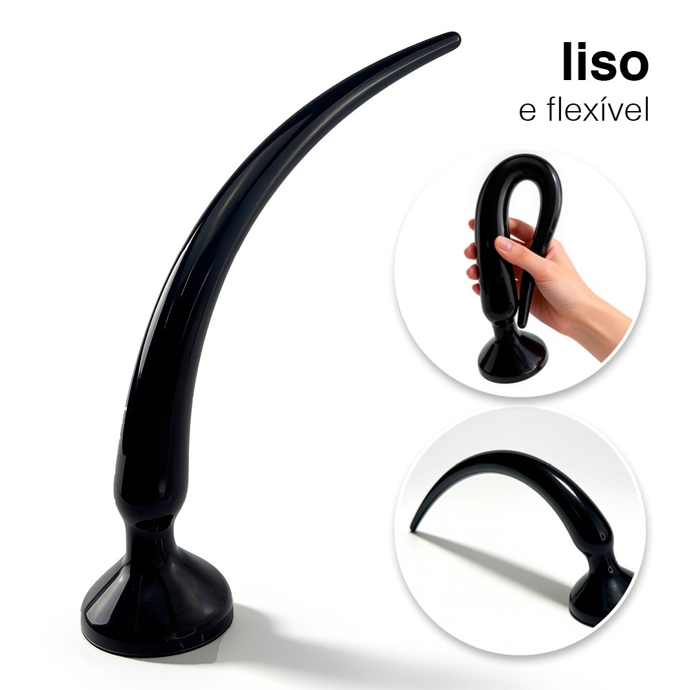 Plug Anal Grande Flexível Tower - 39 x 4cm Preto Brilhante | Foto 03