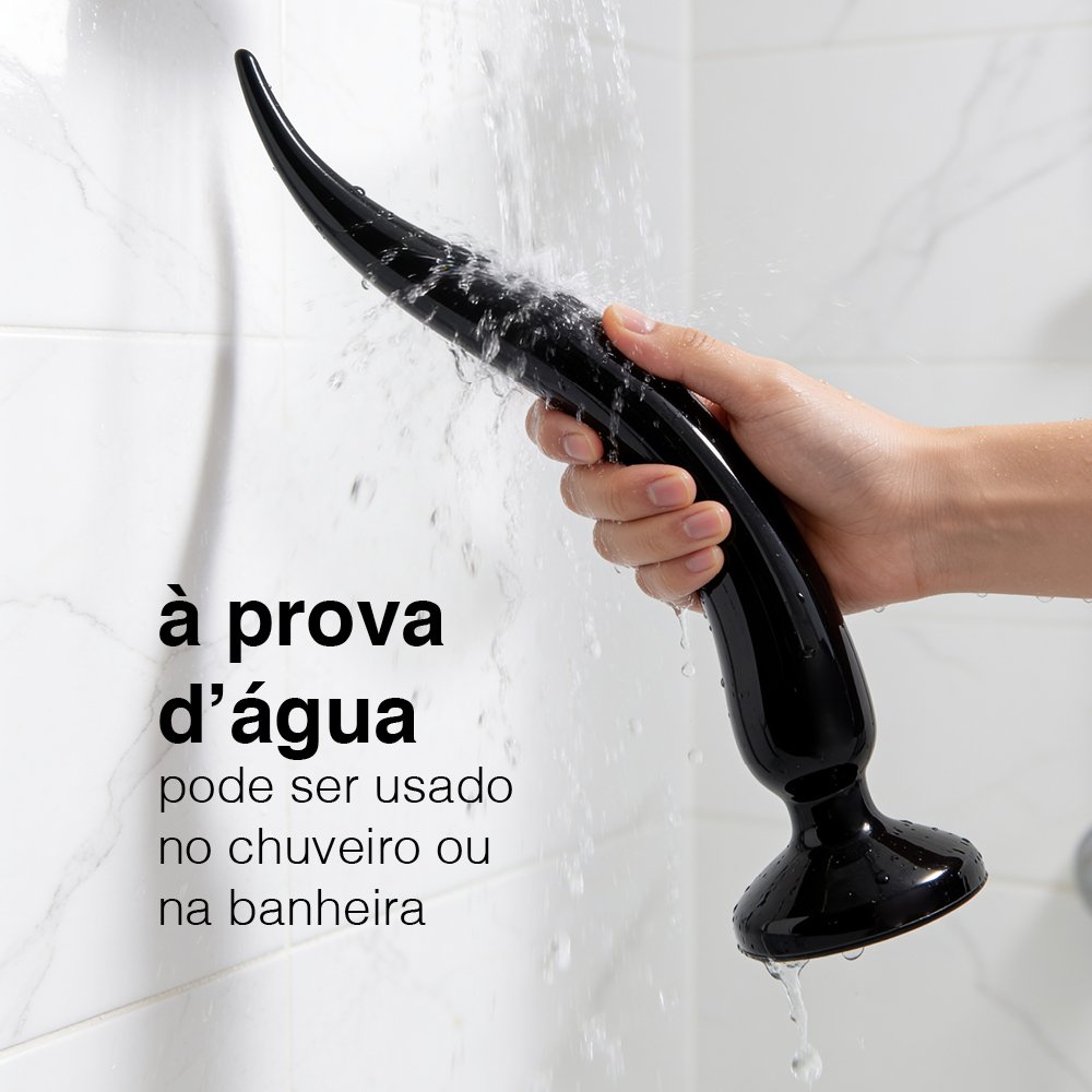 Plug Anal Grande Flexível Tower - 39 x 4cm Preto Brilhante | Foto 07