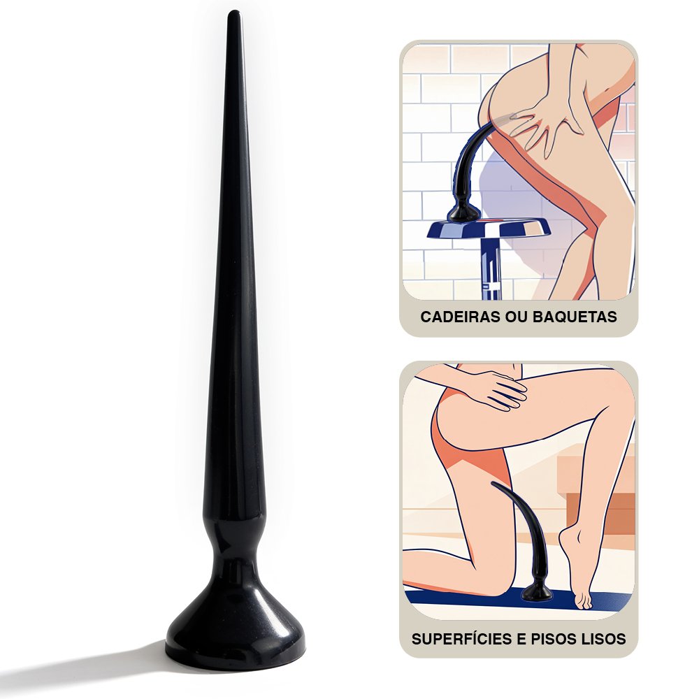 Plug Anal Grande Flexível Tower - 39 x 4cm Preto Brilhante | Foto 08