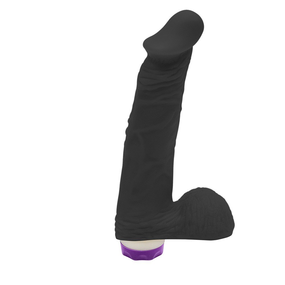 Pênis com Escroto e Vibrador 10 Velocidades Recarregável Zeus 20,5 x 4,5cm Preto | Foto 02