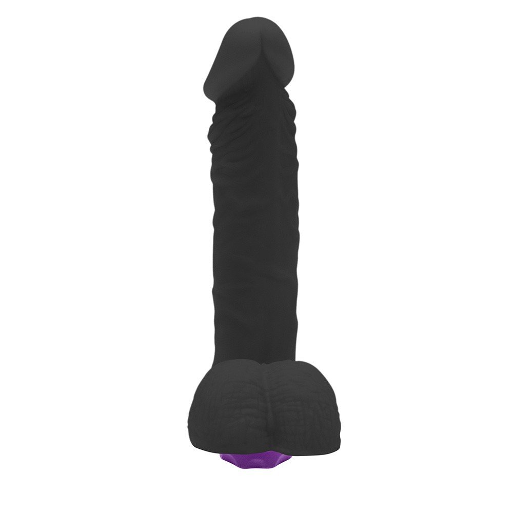 Pênis com Escroto e Vibrador 10 Velocidades Recarregável Zeus 20,5 x 4,5cm Preto | Foto 03