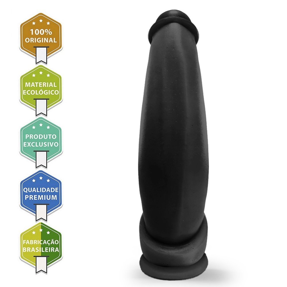 Pênis Grande e Grosso Bananinha com Ventosa - Dildo em PVC Flexível 24 x 6cm Preto | Foto 02