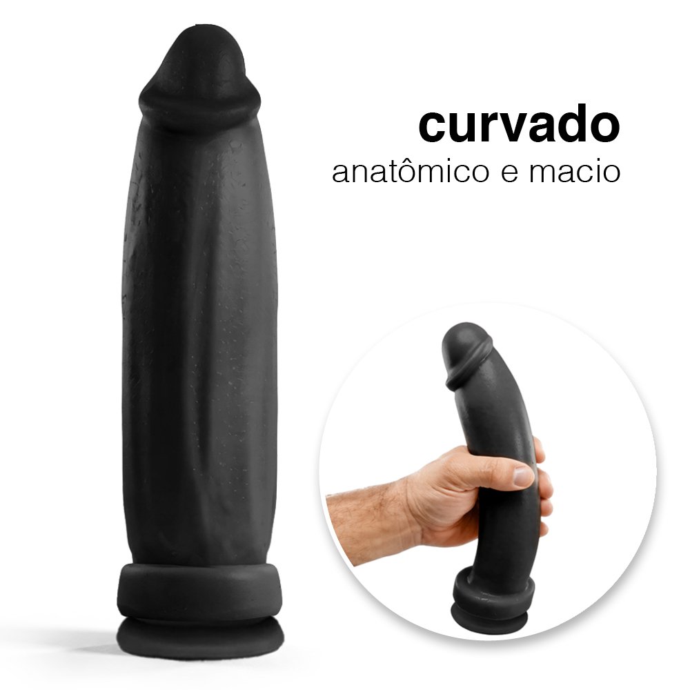Pênis Grande e Grosso Bananinha com Ventosa - Dildo em PVC Flexível 24 x 6cm Preto | Foto 03