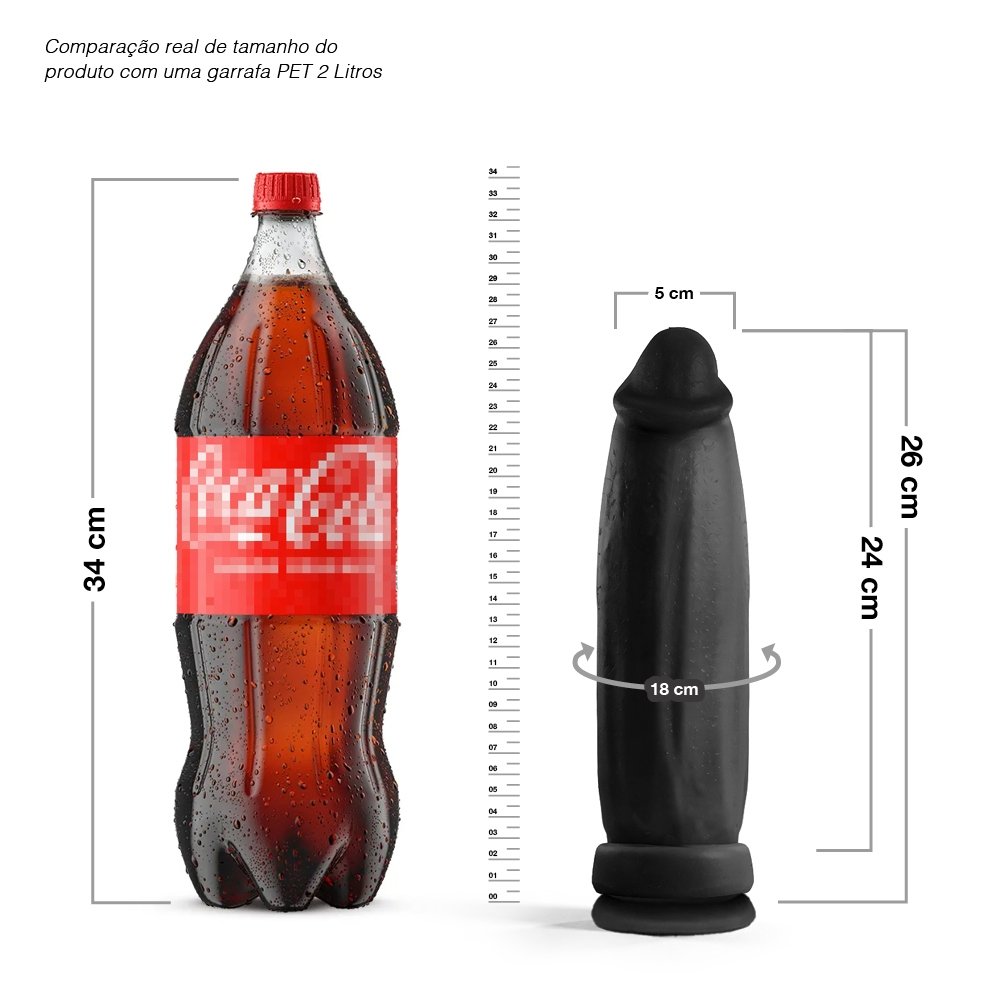 Pênis Grande e Grosso Bananinha com Ventosa - Dildo em PVC Flexível 24 x 6cm Preto | Foto 06