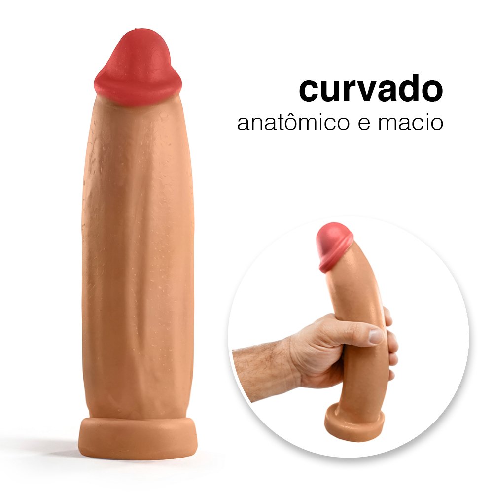 Pênis Grande e Grosso Bananinha - Dildo em PVC Flexível 24 x 6cm Bege | Foto 03