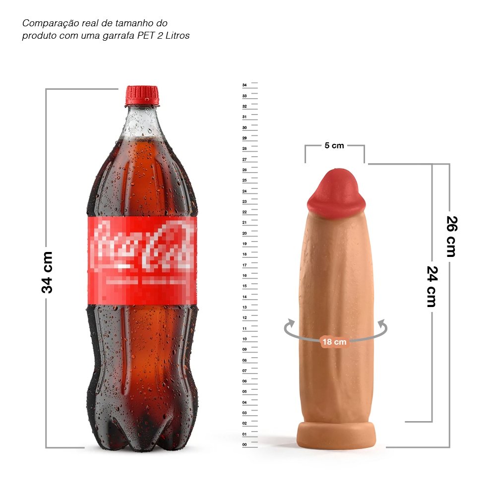 Pênis Grande e Grosso Bananinha - Dildo em PVC Flexível 24 x 6cm Bege | Foto 05