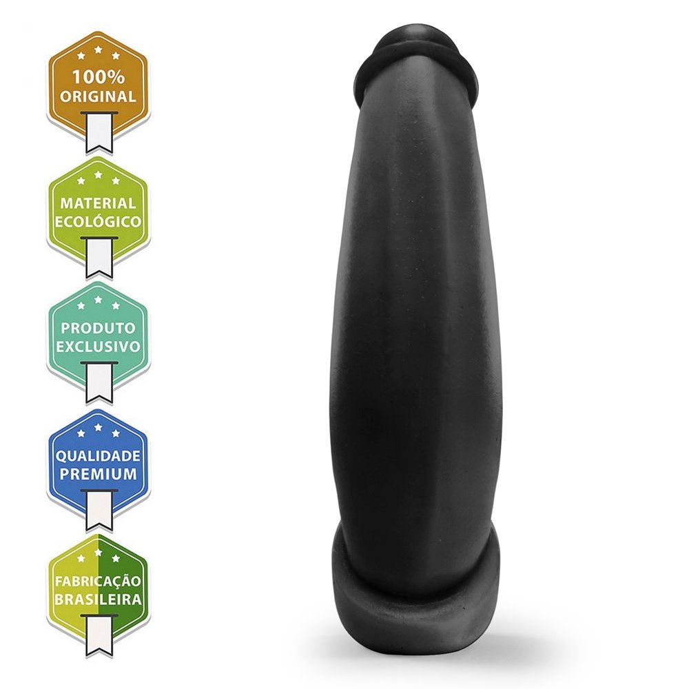 Pênis Grande e Grosso Bananinha - Dildo em PVC Flexível 24 x 6cm Preto | Foto 02
