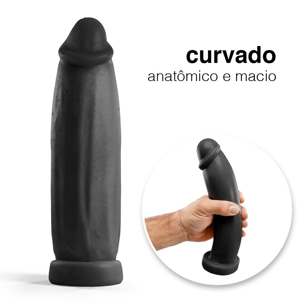 Pênis Grande e Grosso Bananinha - Dildo em PVC Flexível 24 x 6cm Preto | Foto 03