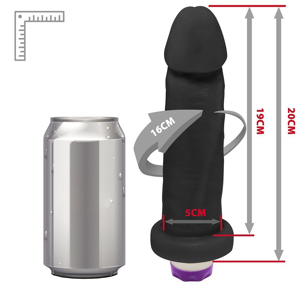 Pênis de Borracha com Vibrador 10 Velocidades Recarregável Viernes 19 x 5cm Preto | Foto 06