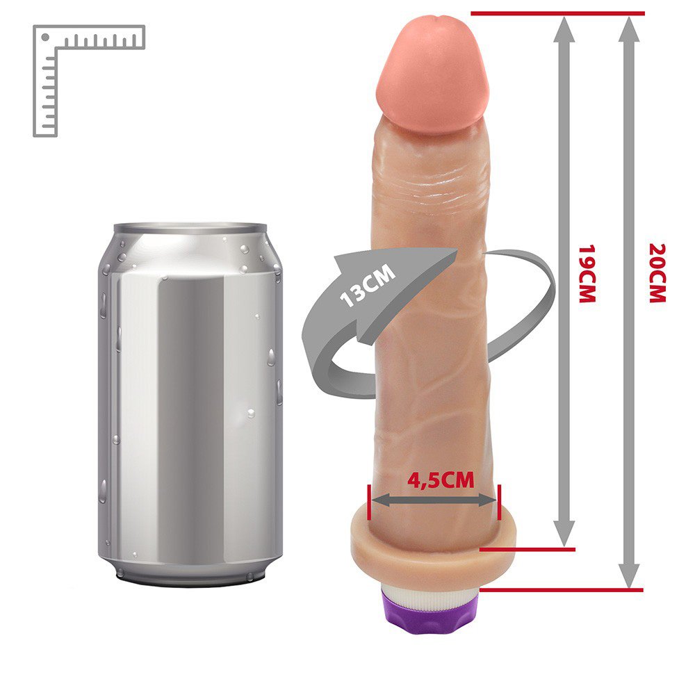 P�nis com Base e Vibrador 10 Velocidades Recarreg�vel Jueves 19 x 4,5cm Bege | Foto 06
