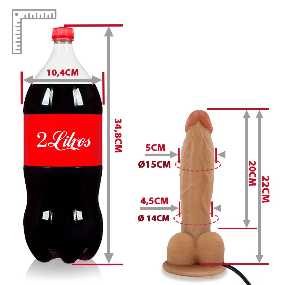Pênis Realístico em PVC Flexível com Escroto, Ventosa e Vibrador Queridão 22 x 5cm Bege | Foto 06