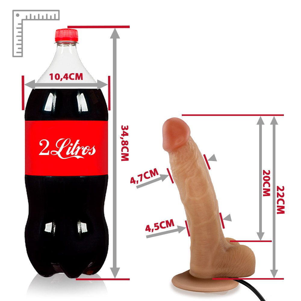 Pênis Realístico em PVC Flexível com Escroto, Ventosa e Vibrador Queridão 22 x 5cm Bege | Foto 07