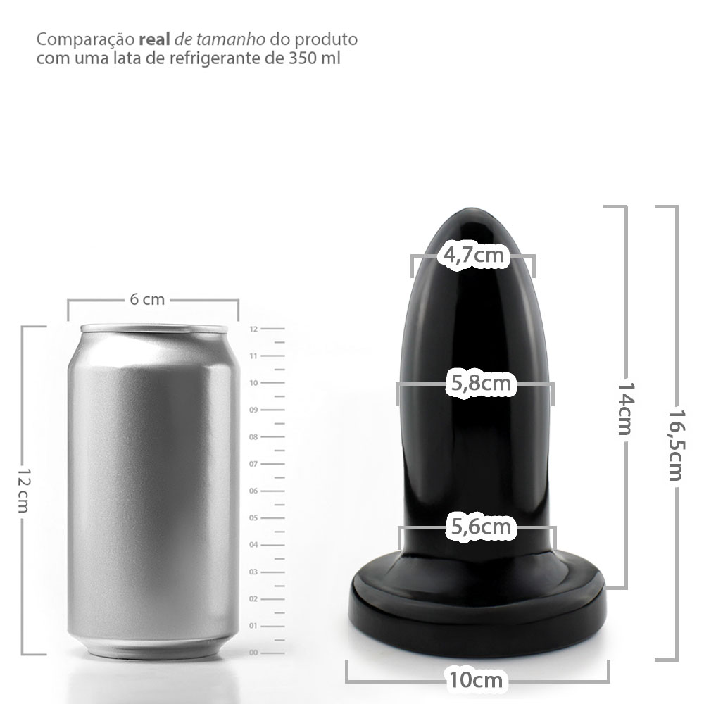 Plug Anal Gigante Foguete - PVC Flexível 16,5 x 5,8cm Preto Brilhante | Foto 06