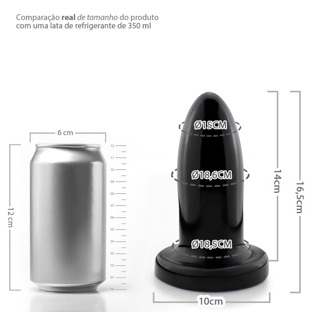 Plug Anal Gigante Foguete - PVC Flexível 16,5 x 5,8cm Preto Brilhante | Foto 07