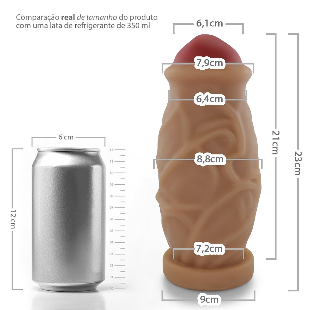 Pênis Gigante e Grosso Cogumelo - Dildo em PVC Flexível 23 x 8,8cm Bege | Foto 06