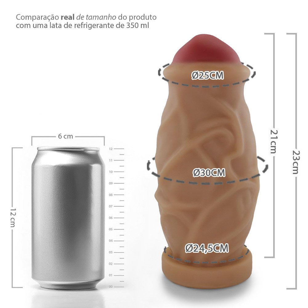 Pênis Gigante e Grosso Cogumelo - Dildo em PVC Flexível 23 x 8,8cm Bege | Foto 07