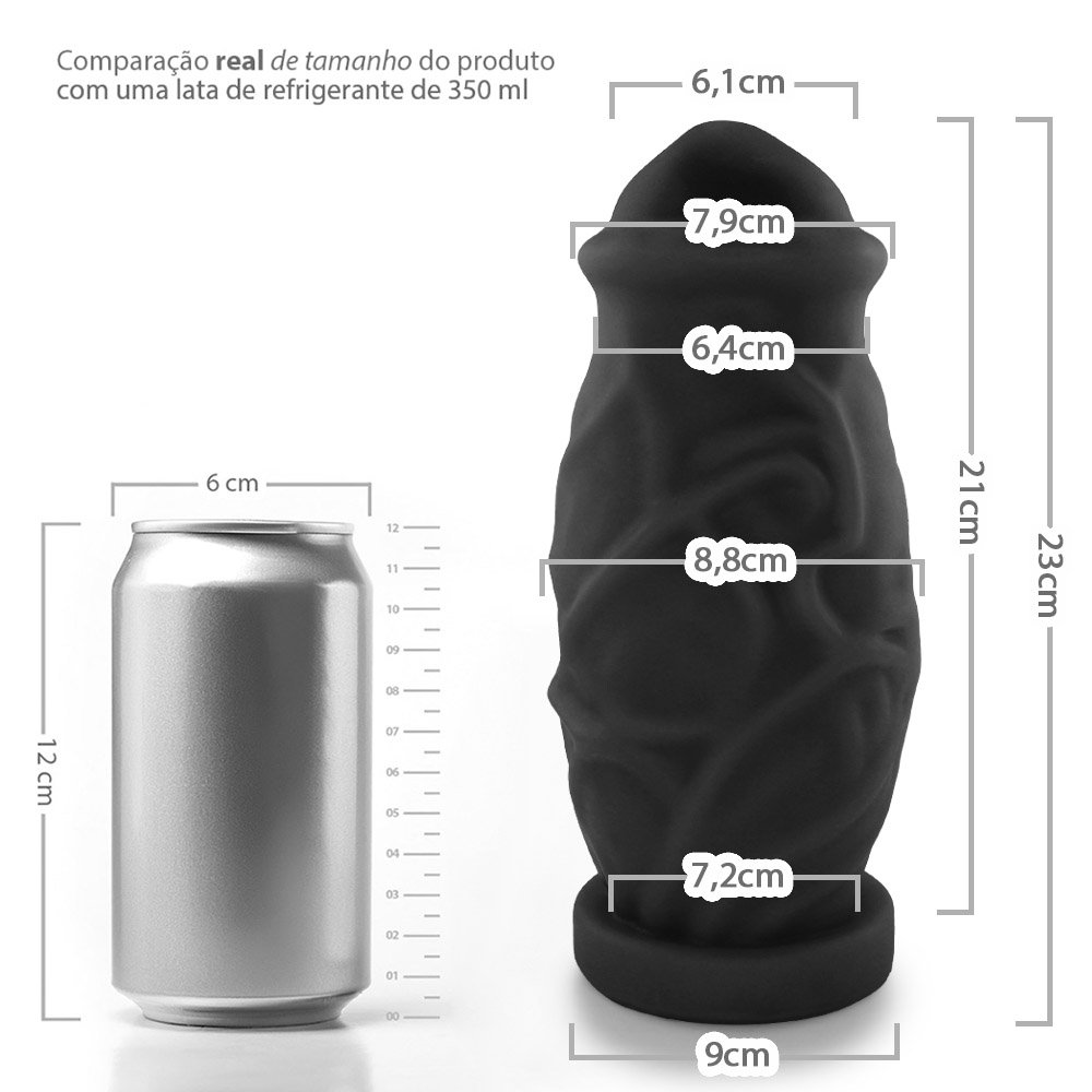 Pênis Gigante e Grosso Cogumelo - Dildo em PVC Flexível 23 x 8,8cm Preto | Foto 06