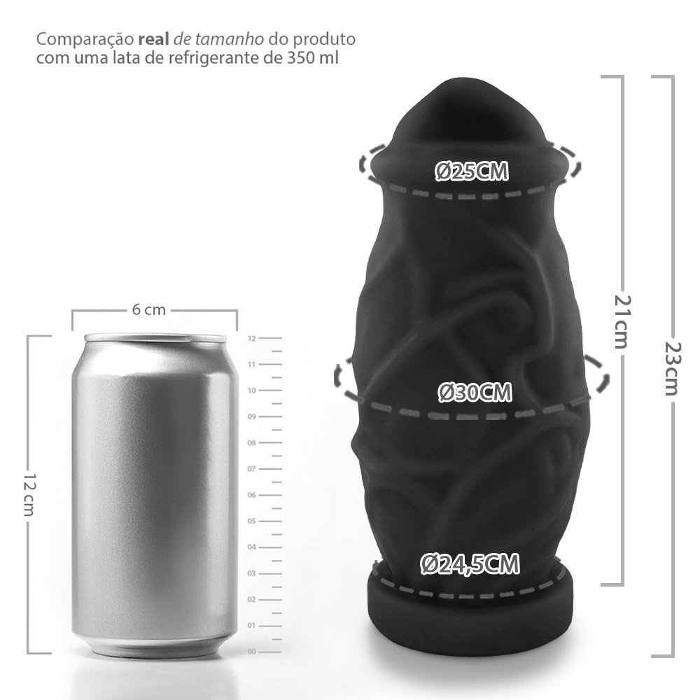 Pênis Gigante e Grosso Cogumelo - Dildo em PVC Flexível 23 x 8,8cm Preto | Foto 07
