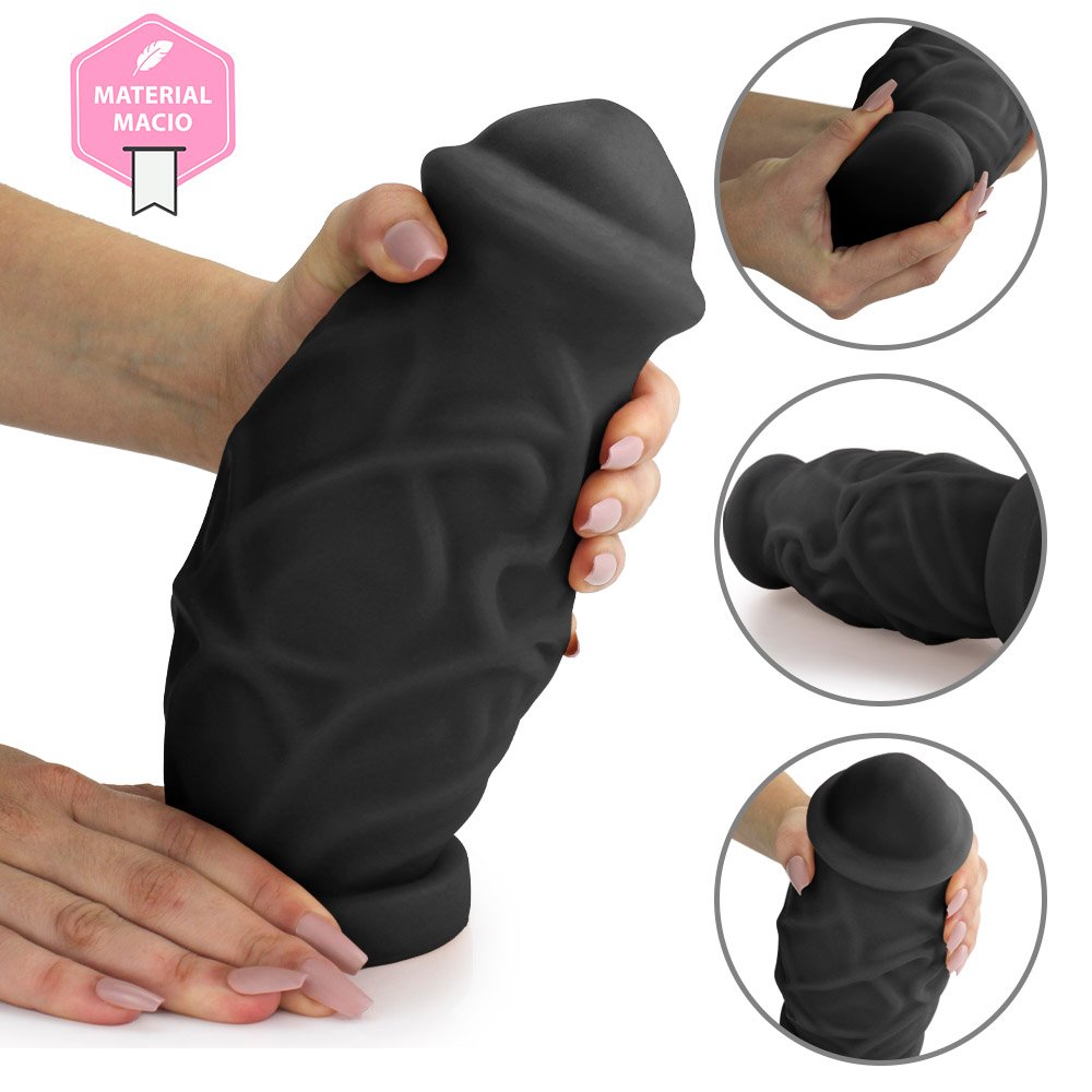 Pênis Gigante e Grosso Cogumelo - Dildo em PVC Flexível 23 x 8,8cm Preto | Foto 08