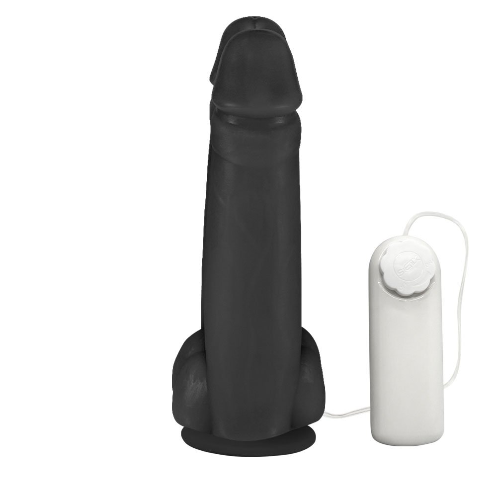 Pênis Realístico Flexível Duplo Amigos com Vibrador e Ventosa 18 x 6cm Preto | Foto 03
