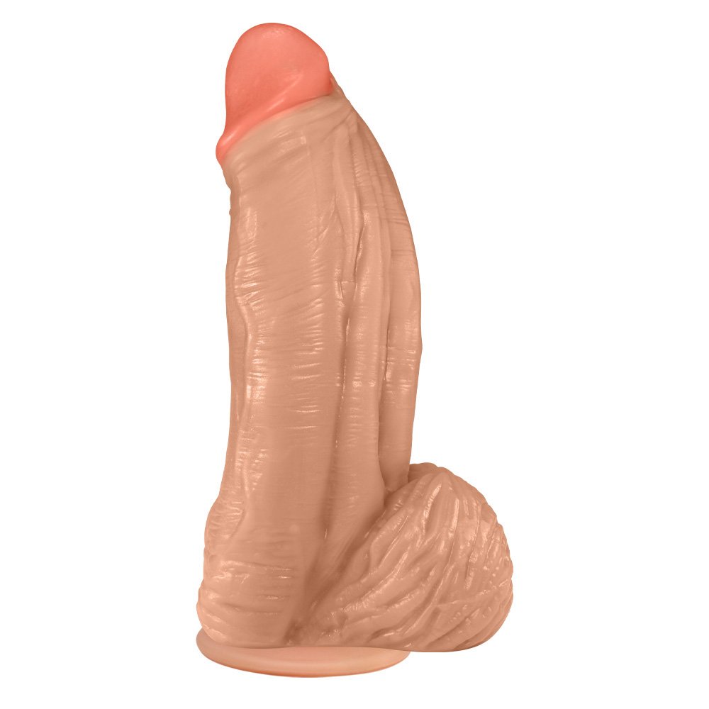 Pênis Large em PVC Flexível Atóxico com Escroto e Ventosa 21 x 6,5cm Bege | Foto 01
