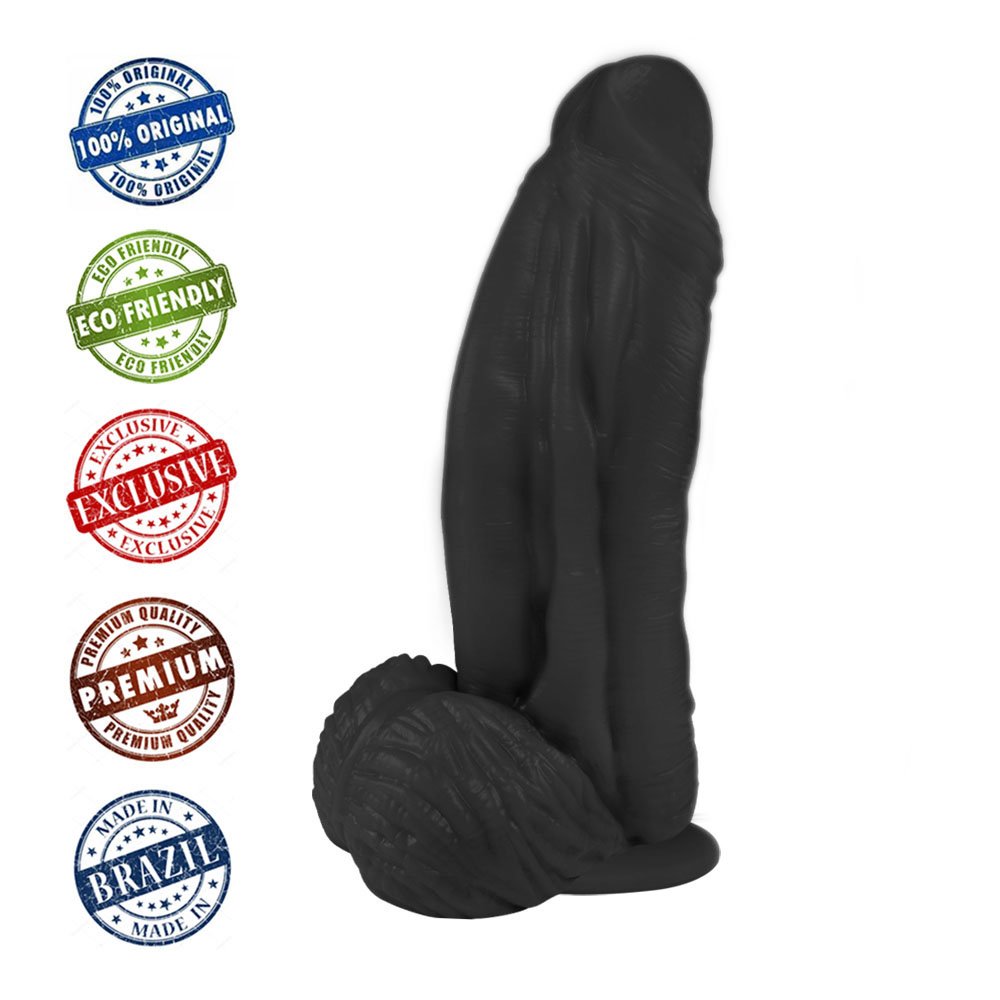 Pênis Large em PVC Flexível Atóxico com Escroto e Ventosa 21 x 6,5cm Preto | Foto 05