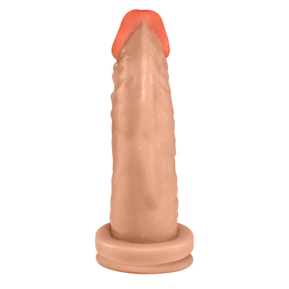 Pênis Maciço Lindo em PVC Flexível Atóxico com Ventosa 14,5 x 4cm Bege | Foto 03