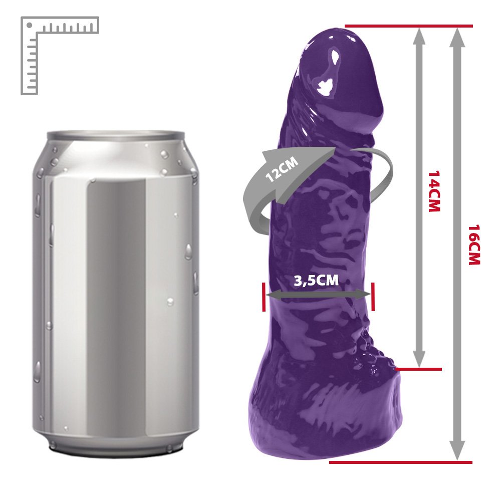 Pênis Realístico Feito em PVC Flexível Massageador 16 x 3,5cm Roxo | Foto 06
