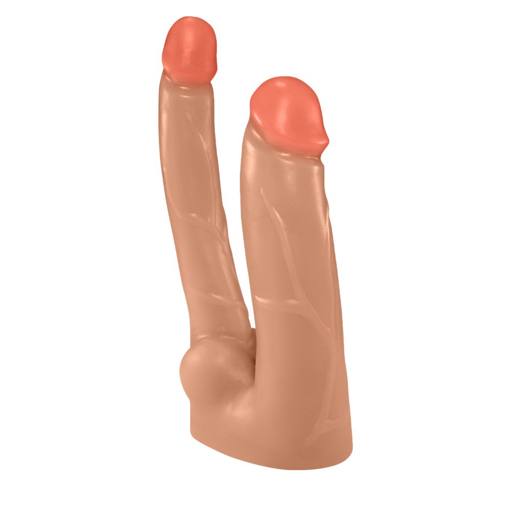 Pênis Duplo com Veias 12 x 3,5 cm e 13,7 x 2,5cm Bege | Foto 03