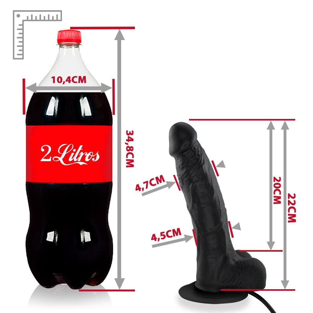 Pênis Realístico em PVC Flexível com Escroto, Ventosa e Vibrador Queridão 22 x 5cm Preto | Foto 07