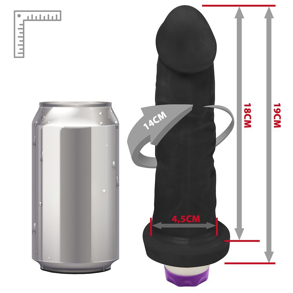Pênis com Base e Vibrador 10 Velocidades Recarregável Martes 19 x 4,5cm Preto | Foto 06