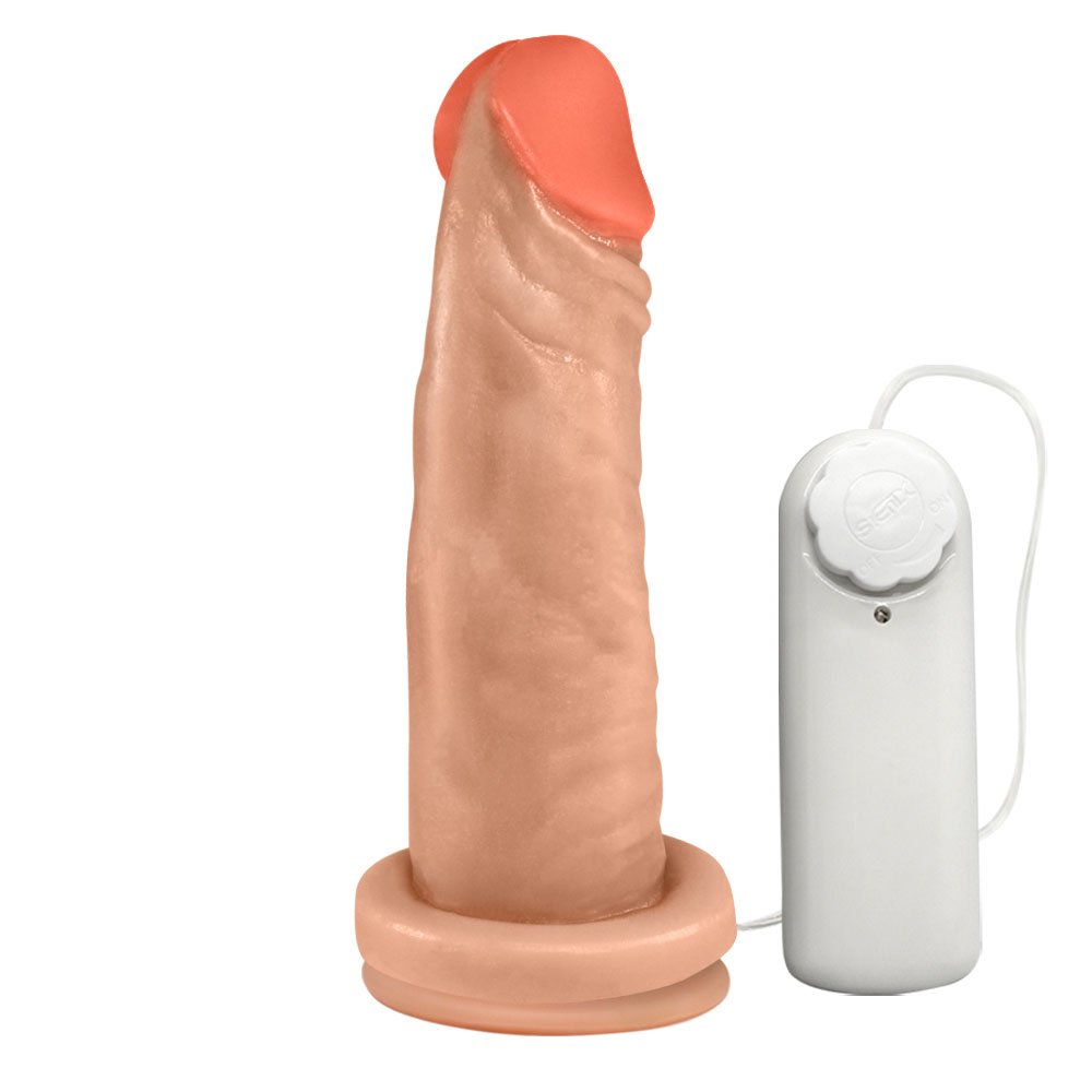 Pênis Maciço Lindo em PVC Flexível com Vibrador e Ventosa 14,5 x 4cm Bege | Foto 04