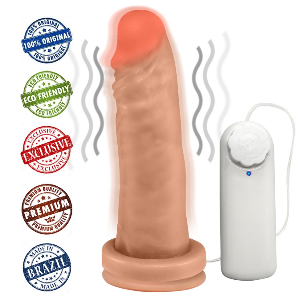 Pênis Maciço Lindo em PVC Flexível com Vibrador e Ventosa 14,5 x 4cm Bege | Foto 05