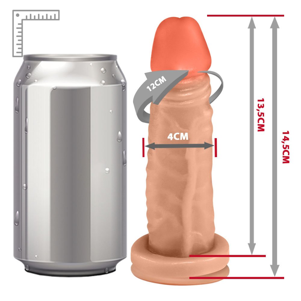 Pênis Maciço Lindo em PVC Flexível com Vibrador e Ventosa 14,5 x 4cm Bege | Foto 06