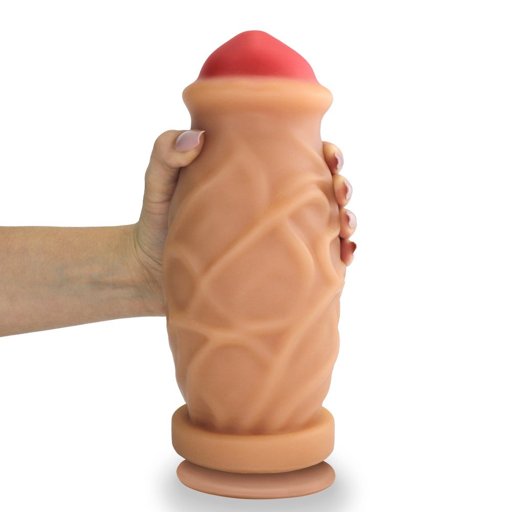 Pênis Gigante e Grosso com Ventosa Cogumelo - Dildo em PVC Flexível 23 x 8,8cm Bege | Foto 01