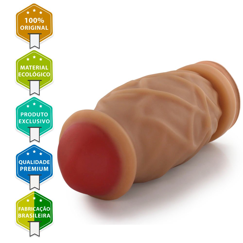 Pênis Gigante e Grosso com Ventosa Cogumelo - Dildo em PVC Flexível 23 x 8,8cm Bege | Foto 03