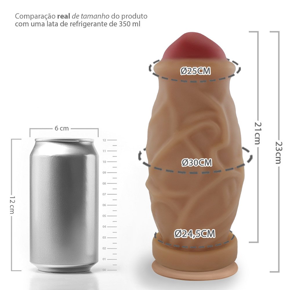 Pênis Gigante e Grosso com Ventosa Cogumelo - Dildo em PVC Flexível 23 x 8,8cm Bege | Foto 07