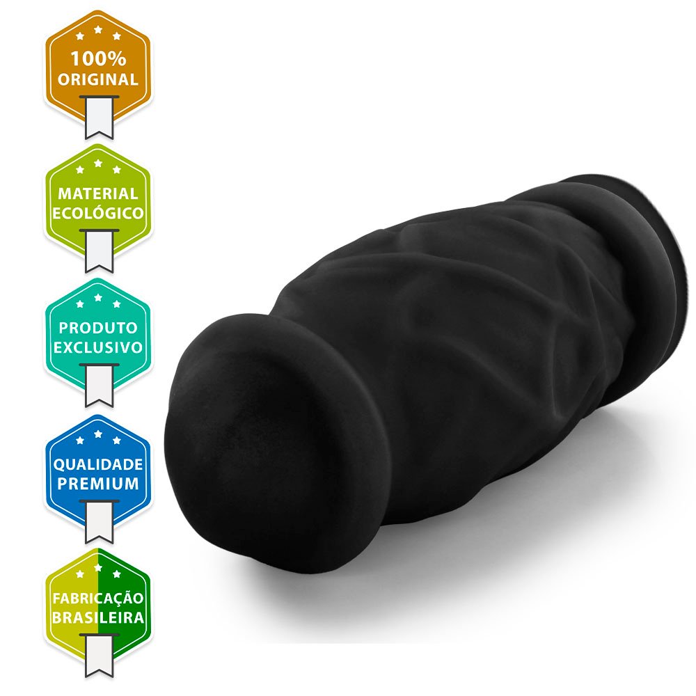 Pênis Gigante e Grosso com Ventosa Cogumelo - Dildo em PVC Flexível 23 x 8,8cm Preto | Foto 03