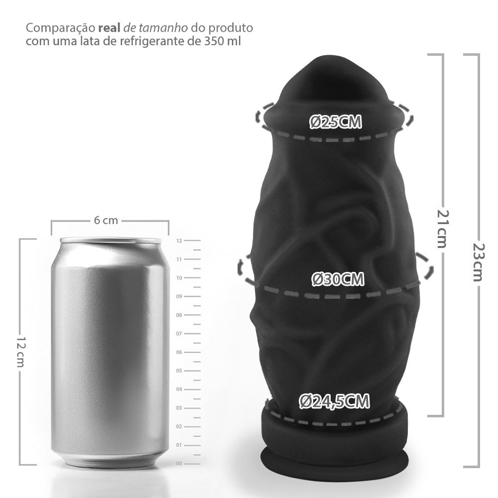 Pênis Gigante e Grosso com Ventosa Cogumelo - Dildo em PVC Flexível 23 x 8,8cm Preto | Foto 07