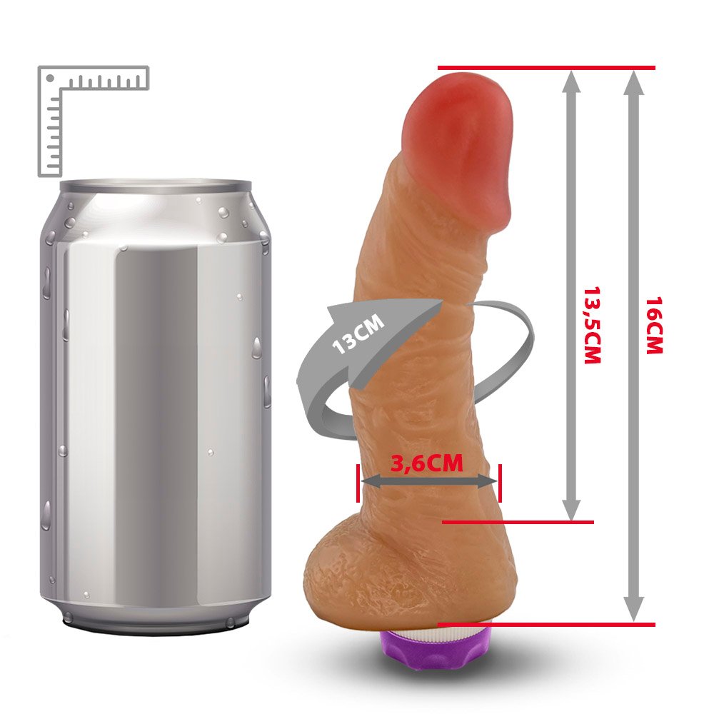 Pênis com Escroto e Vibrador 10 Velocidades Recarregável Hades 16 x 4cm Bege | Foto 06