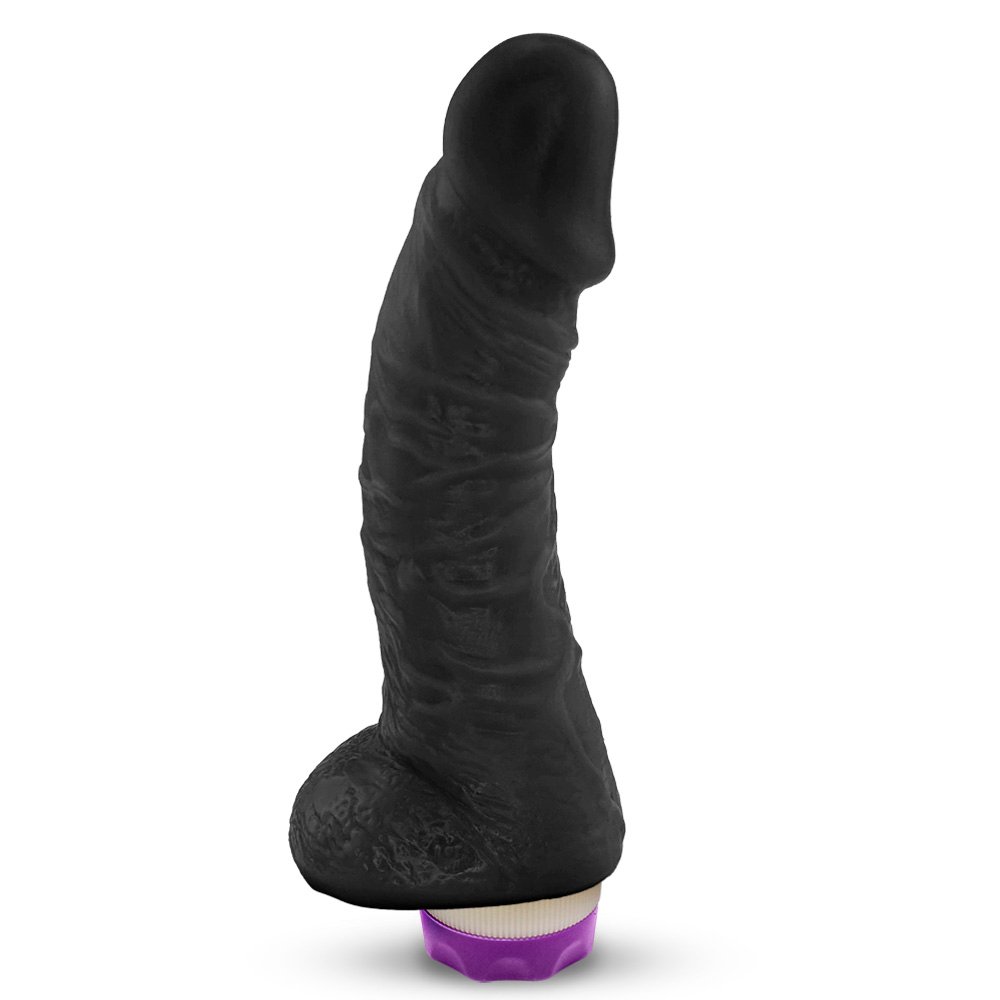 Pênis com Escroto e Vibrador 10 Velocidades Recarregável Hades 16 x 4cm Preto | Foto 04