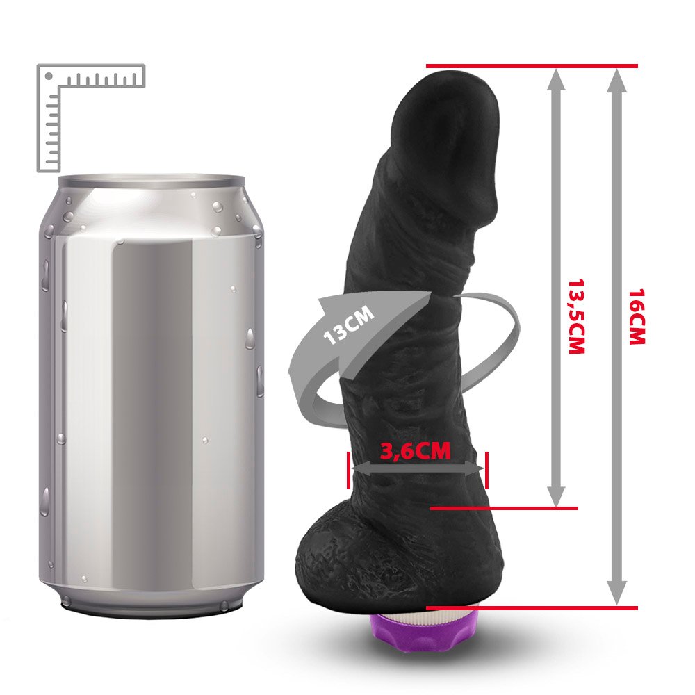 Pênis com Escroto e Vibrador 10 Velocidades Recarregável Hades 16 x 4cm Preto | Foto 06